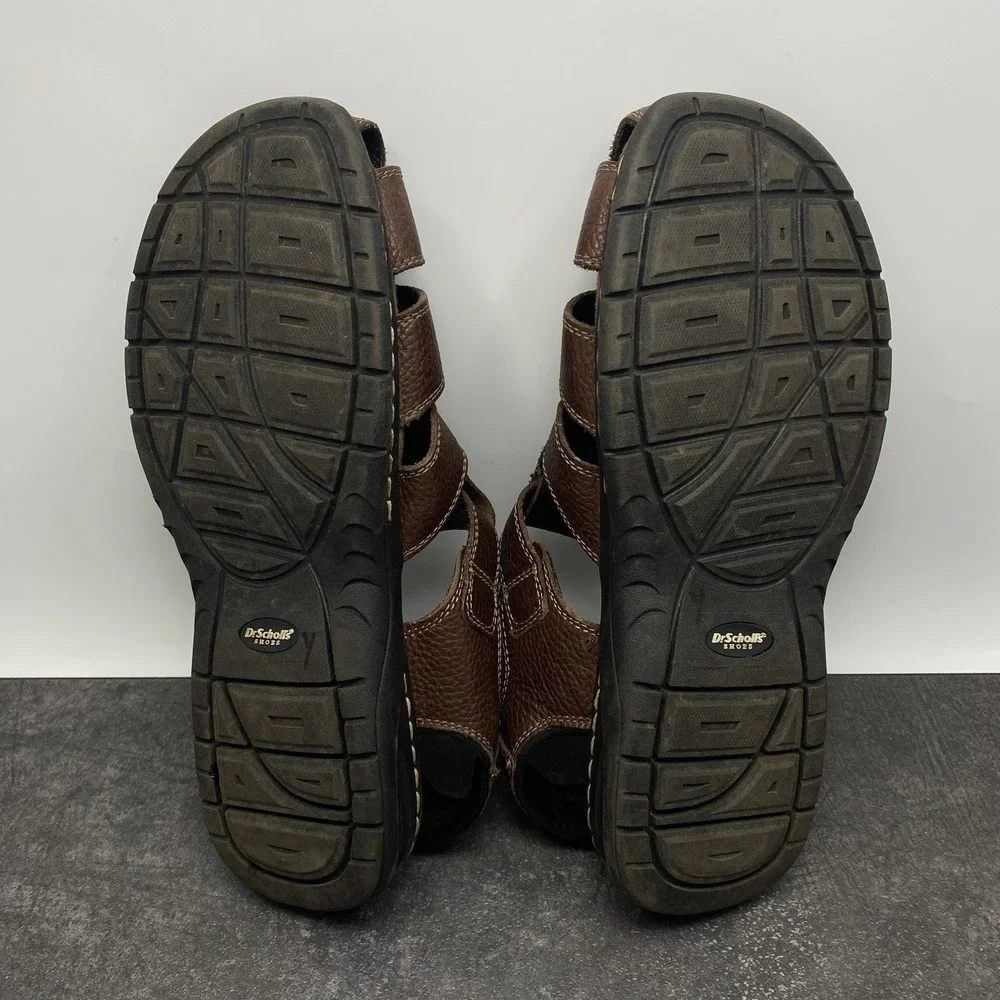 Dr Scholls Gaston Fisherman Sandals Men's US 11‎ M Brown Leather Memory Cool Fit